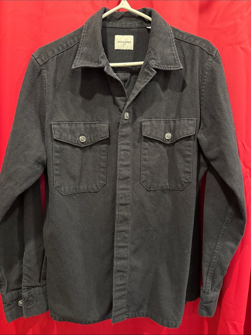 Jack & Jones Dark Black Shirt Jacket with Chest Flap Pockets